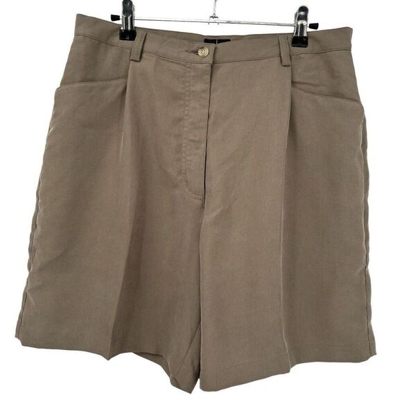 Adidas Microfiber Shorts High Waist Pleated Cocoa Womens Size 12 Cocoa NWT - Picture 1 of 6